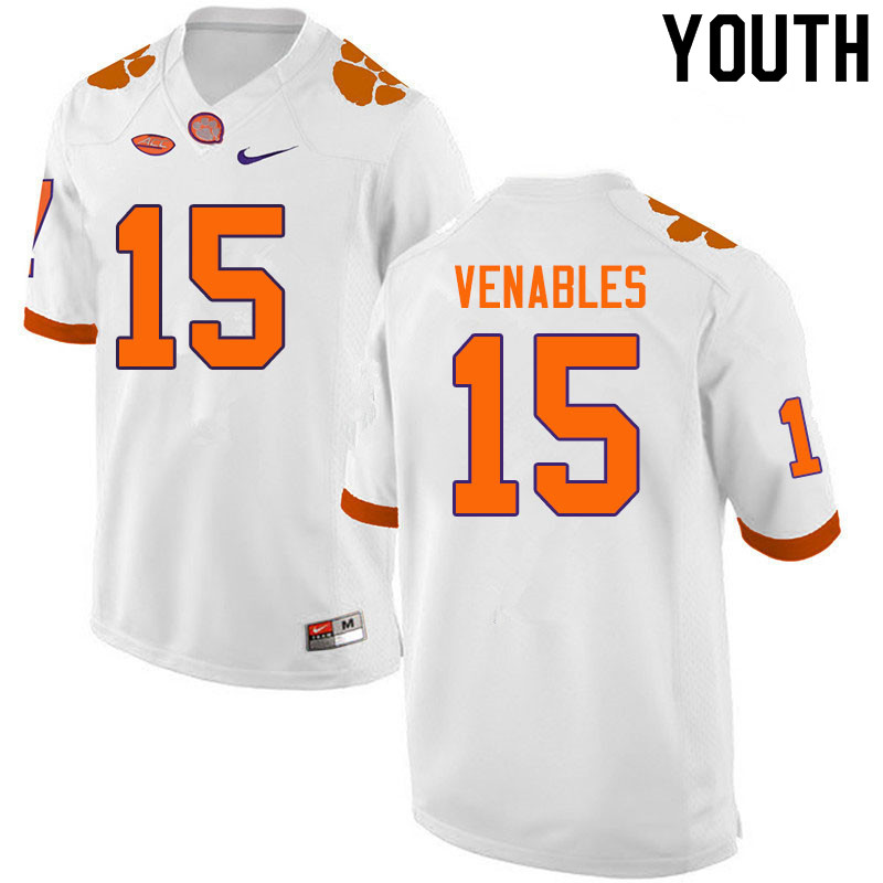 Youth #15 Jake Venables Clemson Tigers College Football Jerseys Sale-White - Click Image to Close